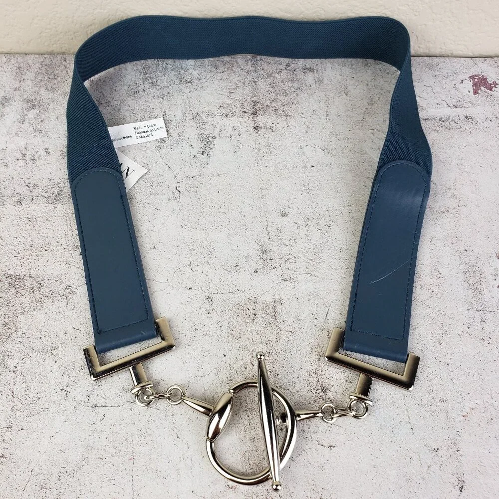 ARTIZAN by Robin Barre Belt Horsebit Toggle Buckle Vegan Leather Blue size M/L